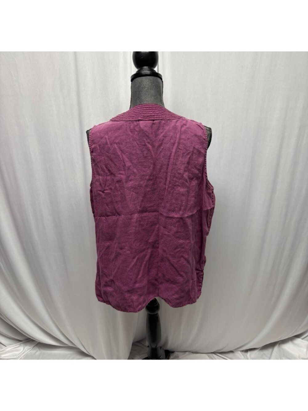 Lands End Sleeveless Linen Top Womens Sz 16 Burgundy Casual Boho Peasant Blouse - Picture 4 of 6